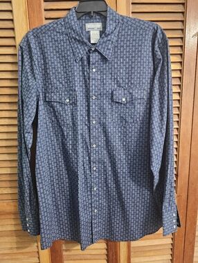 Wrangler Men’s Blue Long Sleeve Pearl Snap Western Shirt Size 2X